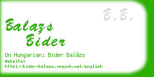 balazs bider business card